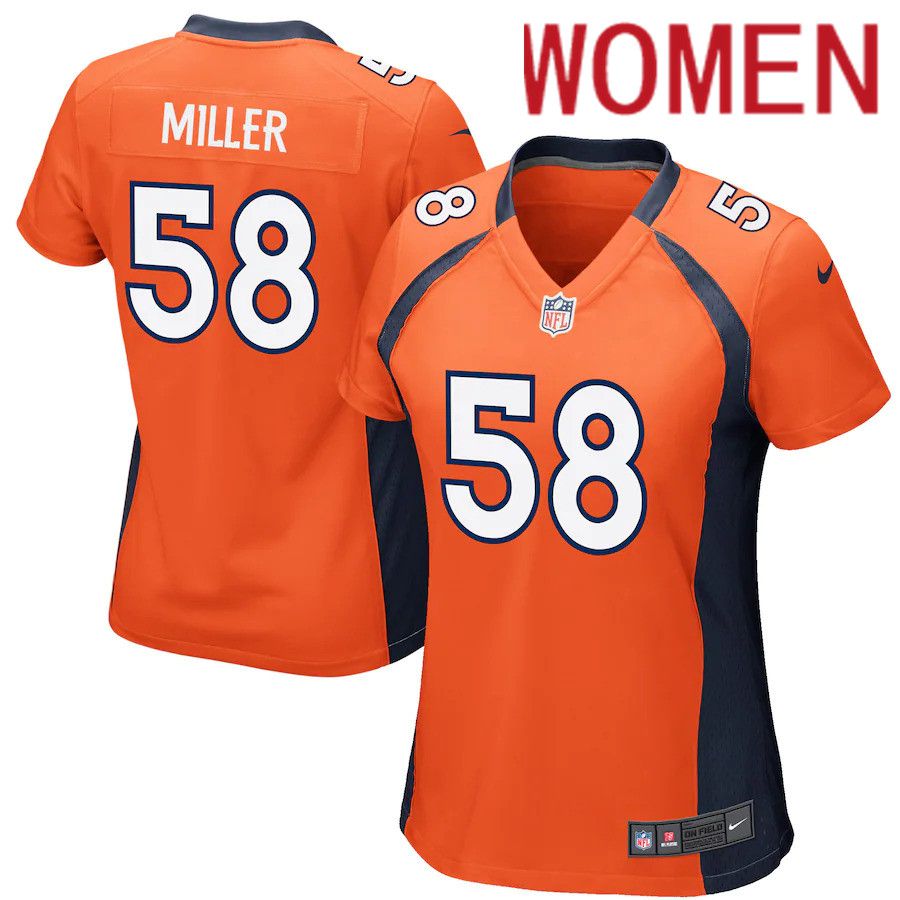 Women Denver Broncos #58 Von Miller Nike Orange Game Player NFL Jersey->women nfl jersey->Women Jersey